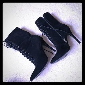 Black Faux suede heel